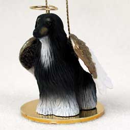 Afghan, Black/White Dog Angel Ornament