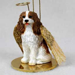 Cavalier King Charles Spaniel, Brown/White Dog Angel Ornament