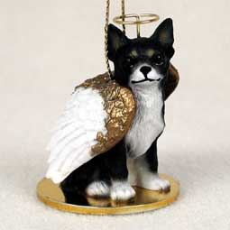 Chihuahua, Black/White Dog Angel Ornament