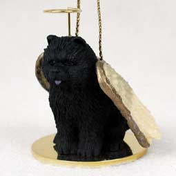 Chow, Black Dog Angel Ornament