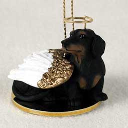 Dachshund, Black Dog Angel Ornament