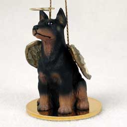Doberman, Black Dog Angel Ornament
