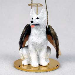 German Shepherd, White Dog Angel Ornament