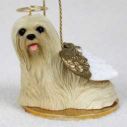 Lhasa Apso, Blonde Dog Angel Ornament