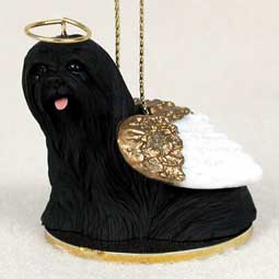 Lhasa Apso, Black Dog Angel Ornament