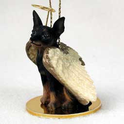 Min Pin, Tan/Black Dog Angel Ornament
