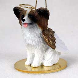 Papillon, Brown/White Dog Angel Ornament