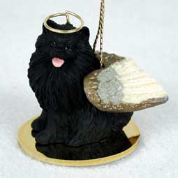 Pomeranian, Black Dog Angel Ornament
