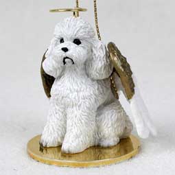 Poodle, White Dog Angel Ornament