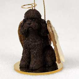 Poodle, Chocolate Dog Angel Ornament