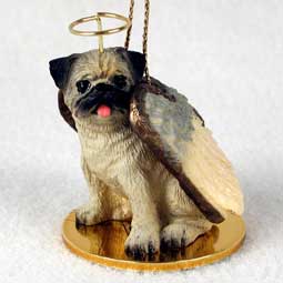 Pug, Brown Dog Angel Ornament