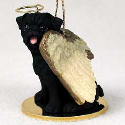 Pug, Black Dog Angel Ornament