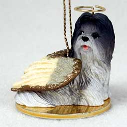 Shih Tzu, Gray Dog Angel Ornament