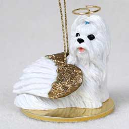 Shih Tzu, White Dog Angel Ornament