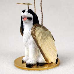 Springer Spaniel, Black/White Dog Angel Ornament