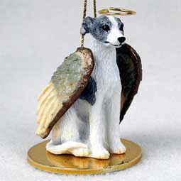 Whippet, Gray/White Dog Angel Ornament